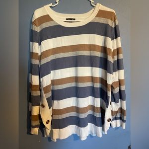 Beautiful tri colored scooped bottom sweater from Lety Me size 2x